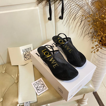LOEWE 26S SLINGBACK MULES 45MM IN BLACK MESH