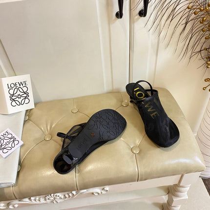 LOEWE 26S SLINGBACK MULES 45MM IN BLACK MESH