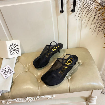 LOEWE 26S SLINGBACK MULES 45MM IN BLACK MESH