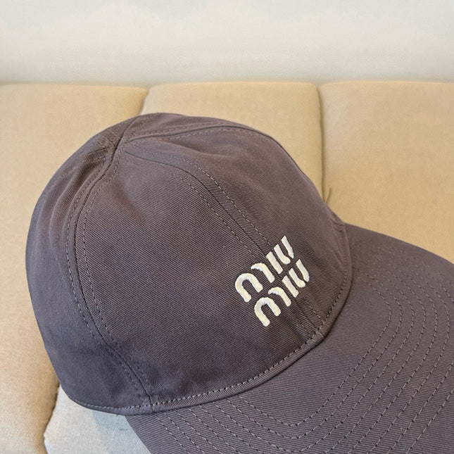 MIUMIU BASEBALL CAP IN DARK GREY KHAKI FABRIC STYLE 4