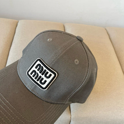 MIUMIU BASEBALL CAP IN DARK GREY KHAKI FABRIC STYLE 1