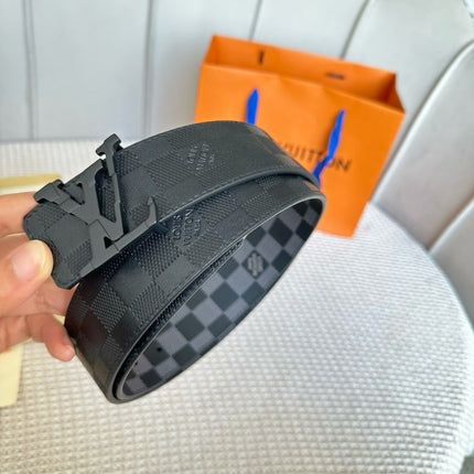 LV 25S BELT 40 MM IN BLACK MIX GREY CALFSKIN 593221