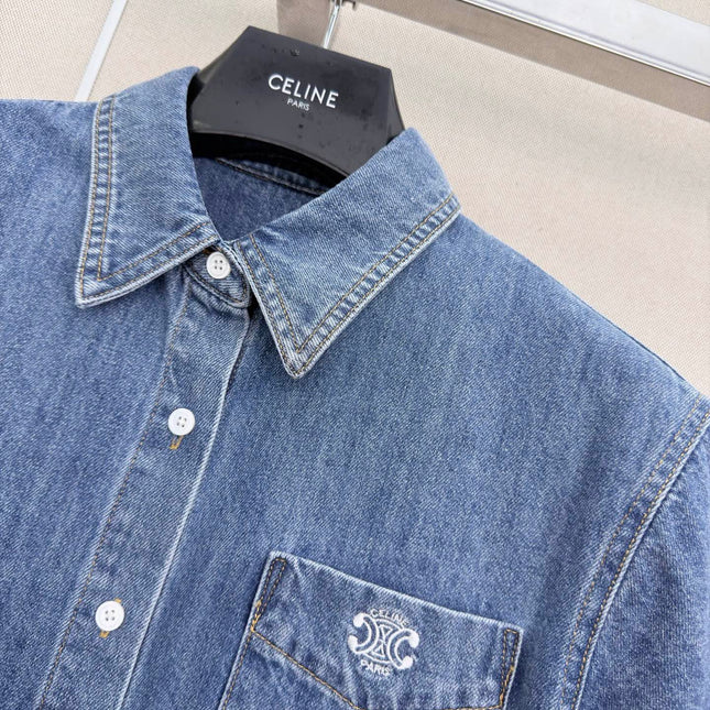 CELINE 26S SHORT SLEEVE DENIM SHIRT 321