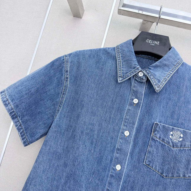 CELINE 26S SHORT SLEEVE DENIM SHIRT 321