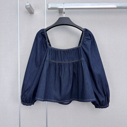 YSL 26S PUFF SLEEVE DENIM TOP 414