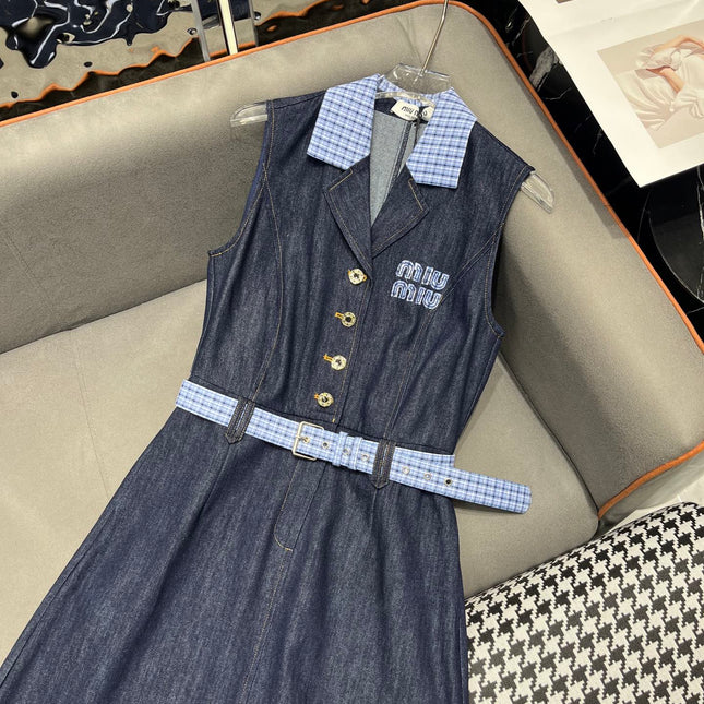 SLEEVELESS DENIM DRESS DARK INDIGO 266710