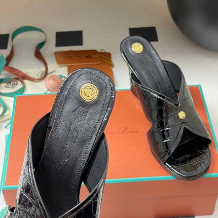 HIGH HEELS 80 MM IN BLACK CALFSKIN SNAKE EMBOSSING