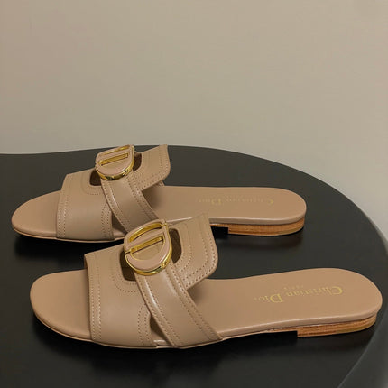 DIOR CLASSIC MONTAIGNE SANDALS 25S IN BROWN LAMBSKIN WITH CD LOGO
