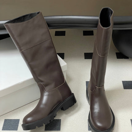 CELINE 26S MARGARET HIGH BOOTS IN DARK BROWN CALFSKIN