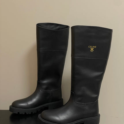 CELINE 26S MARGARET HIGH BOOTS IN BLACK CALFSKIN