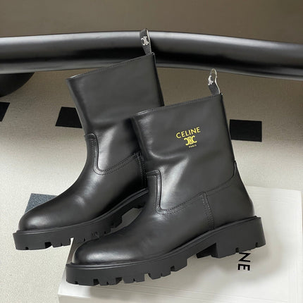 CELINE 26S MARGARET ANKLE BOOTS IN BLACK CALFSKIN