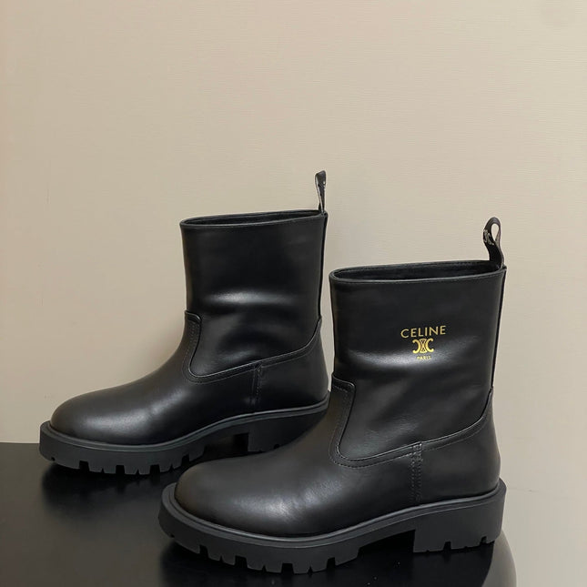 CELINE 26S MARGARET ANKLE BOOTS IN BLACK CALFSKIN