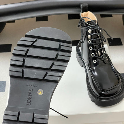 LOEWE 26S ANKLE BOOTS IN BLACK PATENT CALFSKIN