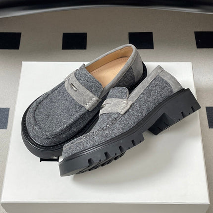 LOEWE 26S LOAFER IN GRAY FABRIC