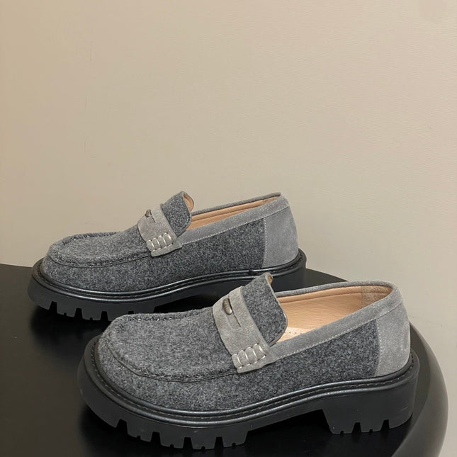 LOEWE 26S LOAFER IN GRAY FABRIC