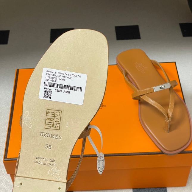HM 0RAN SANDALS IN TAN BROWN CALFSKIN
