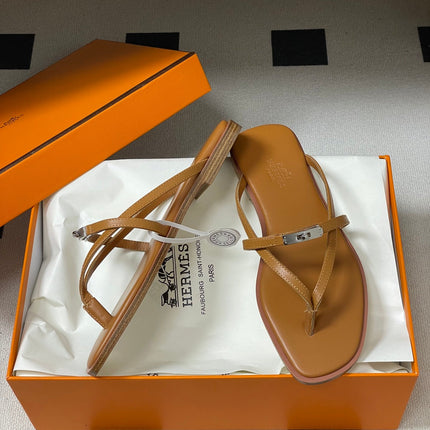 HM 0RAN SANDALS IN TAN BROWN CALFSKIN