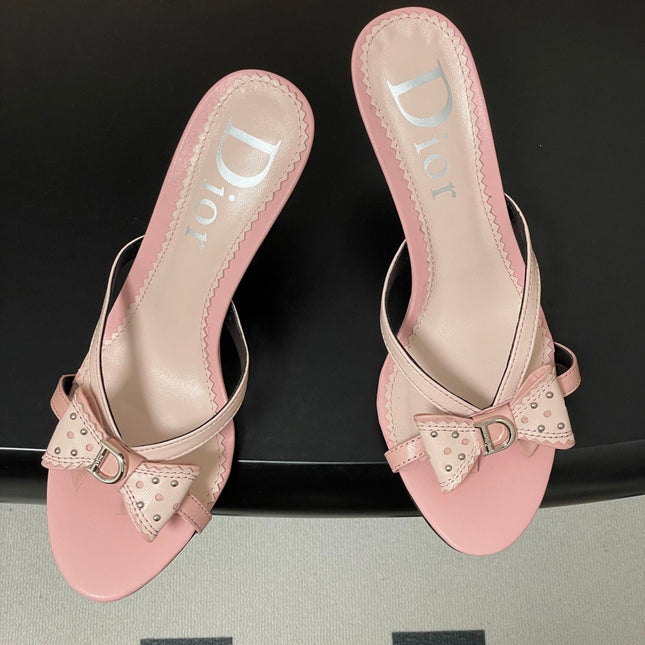 DIOR 26S HIGH HEEL SANDALS 100 MM IN LIGHT PINK CALFSKIN