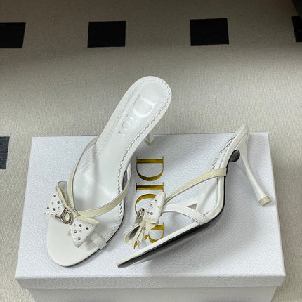 DIOR 26S HIGH HEEL SANDALS 100 MM IN WHITE CALFSKIN