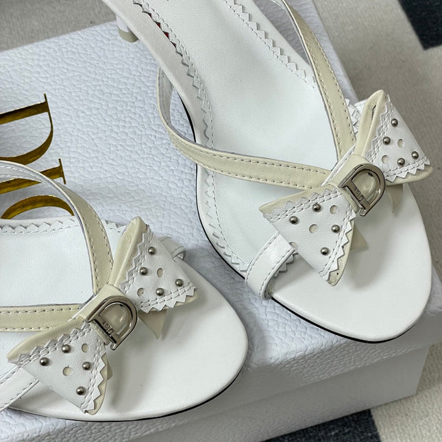 DIOR 26S HIGH HEEL SANDALS 100 MM IN WHITE CALFSKIN