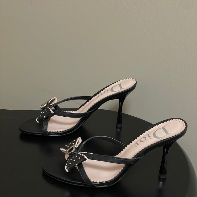 DIOR 26S HIGH HEEL SANDALS 100 MM IN BLACK CALFSKIN