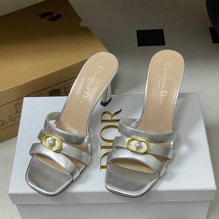 DIOR 26S HIGH HEEL SANDALS 80 MM IN SILVER CALFSKIN