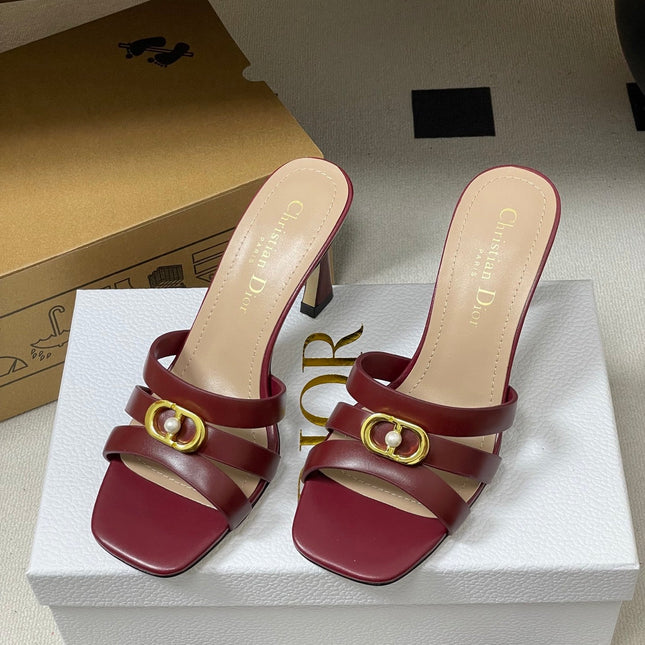DIOR 26S HIGH HEEL SANDALS 80 MM IN DARK RED CALFSKIN