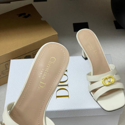 DIOR 26S HIGH HEEL SANDALS 80 MM IN WHITE CALFSKIN