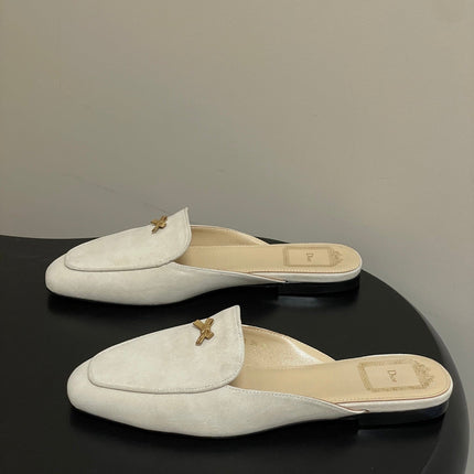 DIOR 26S MULES IN BEIGE SUEDE WITH BOW
