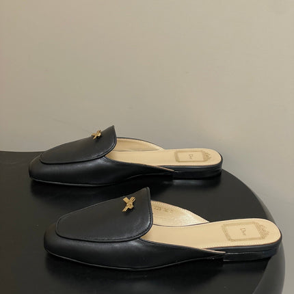 DIOR 26S MULES IN BLACK CALFSKIN WITH BOW