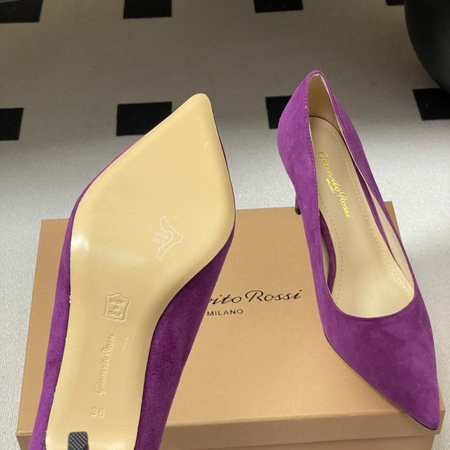 GIANVITO ROSSI 26S HIGH HEELS 85 MM IN PURPLE SUEDE