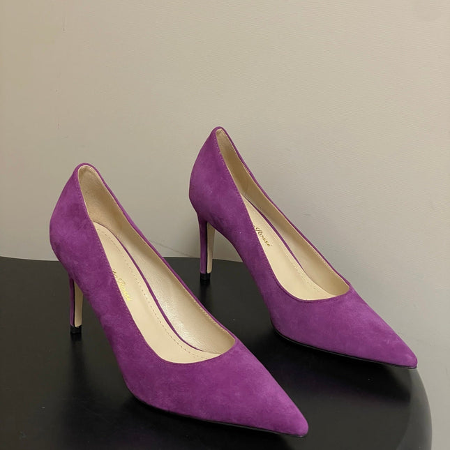 GIANVITO ROSSI 26S HIGH HEELS 85 MM IN PURPLE SUEDE