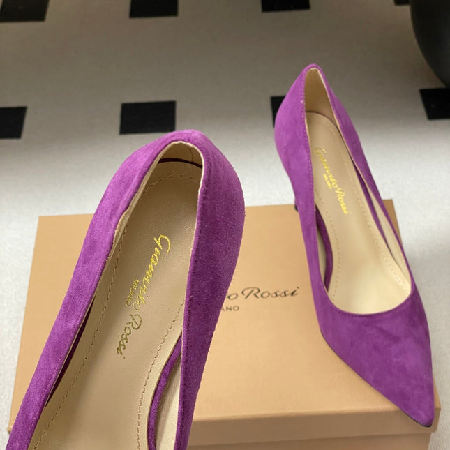GIANVITO ROSSI 26S HIGH HEELS 85 MM IN PURPLE SUEDE