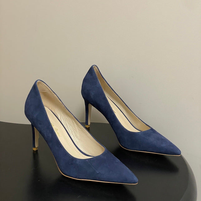 GIANVITO ROSSI 26S HIGH HEELS 85 MM IN NAVY BLUE SUEDE