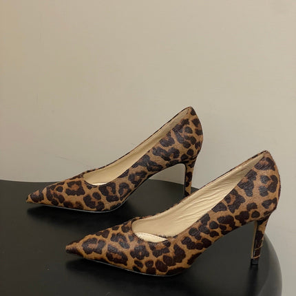GIANVITO ROSSI 26S HIGH HEELS 85 MM IN LEOPARD PRINT PONY HAIR