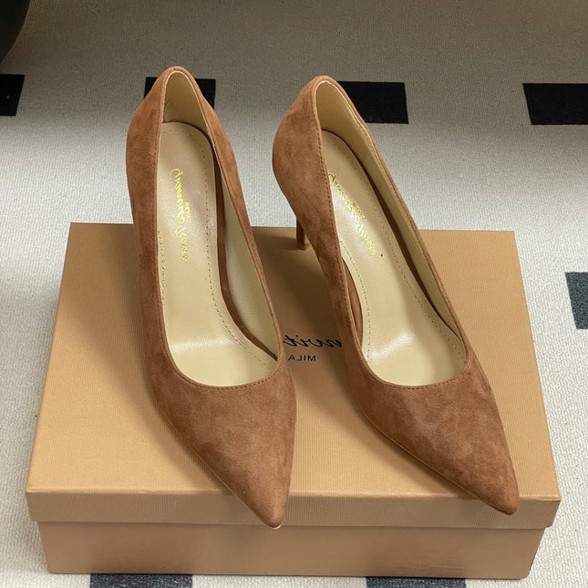 GIANVITO ROSSI 26S HIGH HEELS 85 MM IN BROWN SUEDE