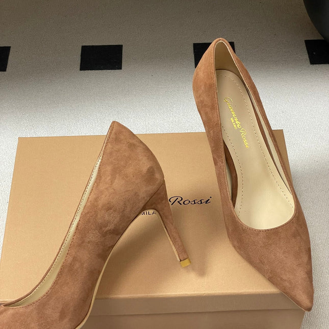 GIANVITO ROSSI 26S HIGH HEELS 85 MM IN BROWN SUEDE