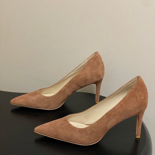 GIANVITO ROSSI 26S HIGH HEELS 85 MM IN BROWN SUEDE