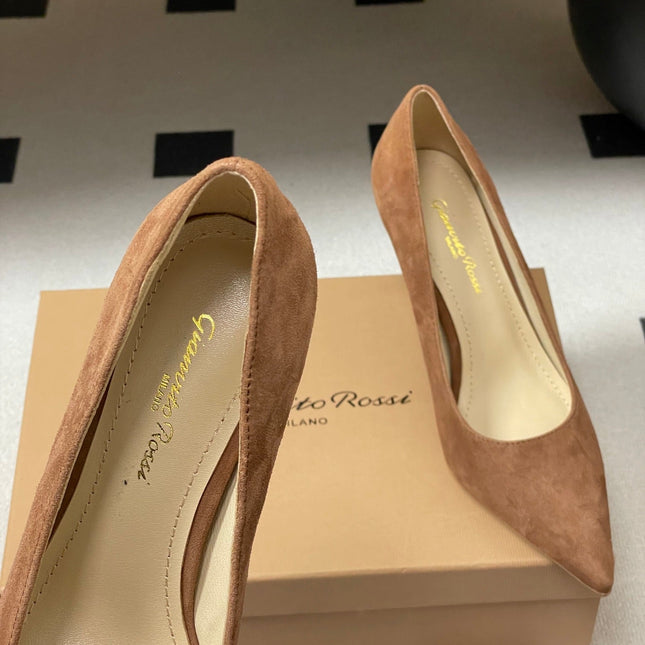 GIANVITO ROSSI 26S HIGH HEELS 85 MM IN BROWN SUEDE