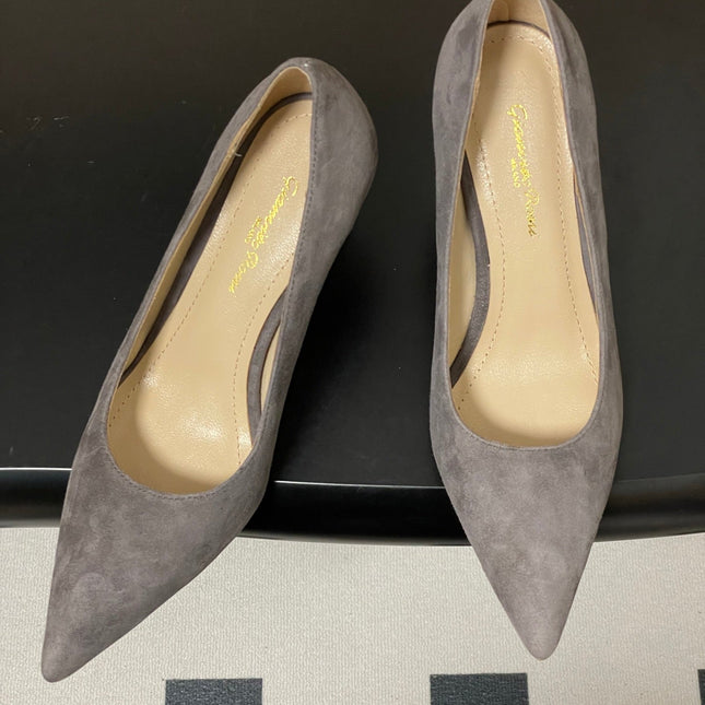 GIANVITO ROSSI 26S HIGH HEELS 85 MM IN DARK GREY SUEDE
