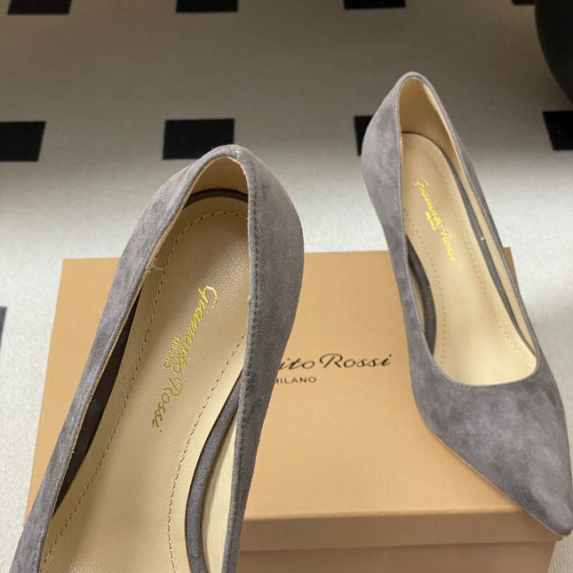 GIANVITO ROSSI 26S HIGH HEELS 85 MM IN DARK GREY SUEDE
