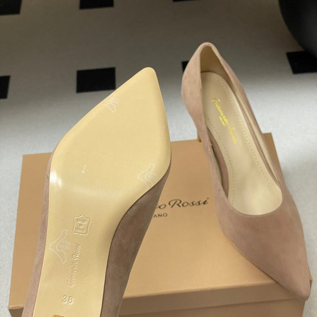 GIANVITO ROSSI 26S HIGH HEELS 85 MM IN NUDE SUEDE