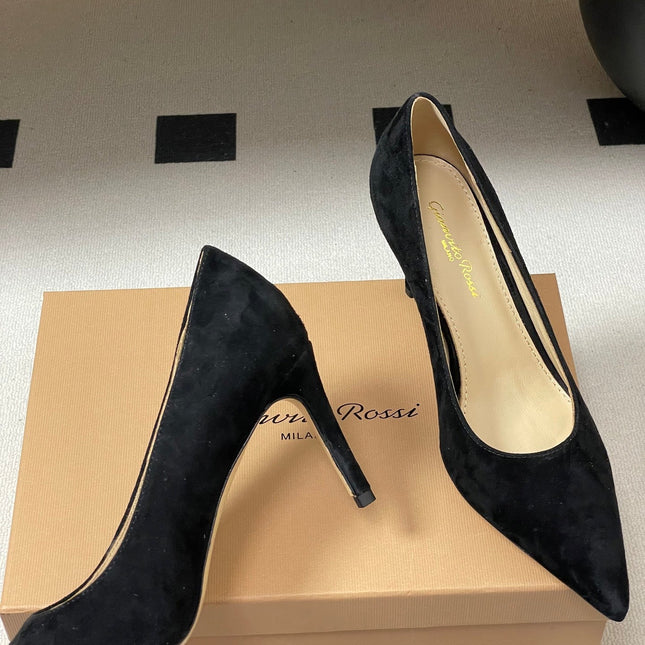 GIANVITO ROSSI 26S HIGH HEELS 85 MM IN BLACK SUEDE