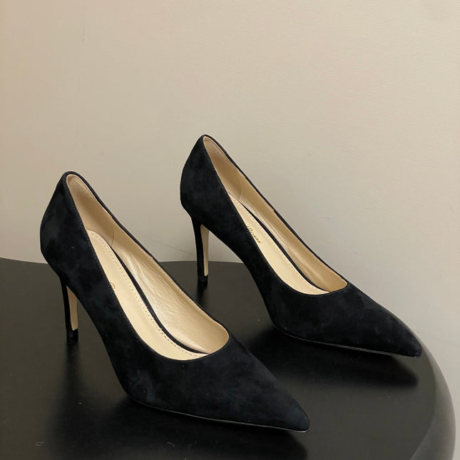 GIANVITO ROSSI 26S HIGH HEELS 85 MM IN BLACK SUEDE