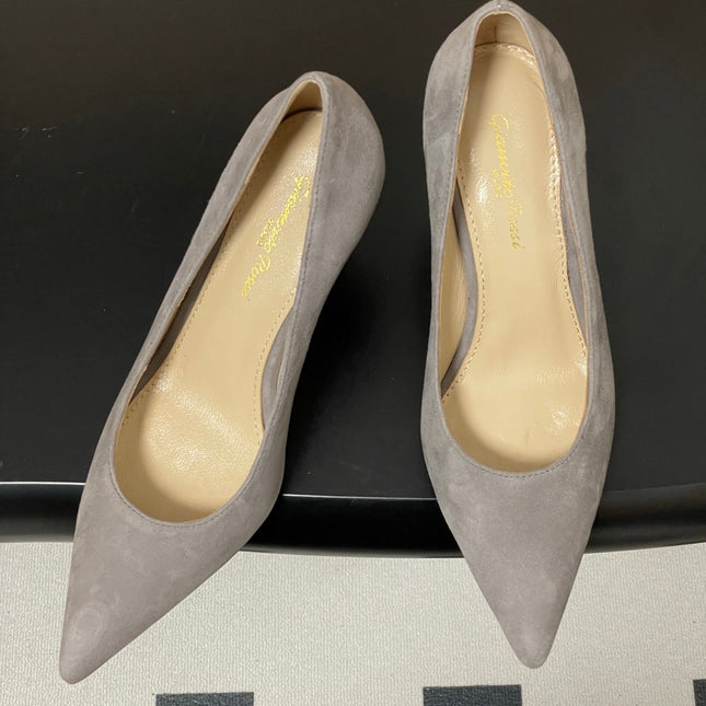 GIANVITO ROSSI 26S HIGH HEELS 85 MM IN GREY SUEDE