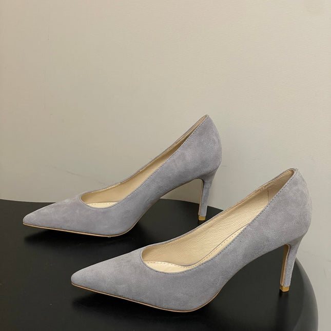 GIANVITO ROSSI 26S HIGH HEELS 85 MM IN GREY SUEDE