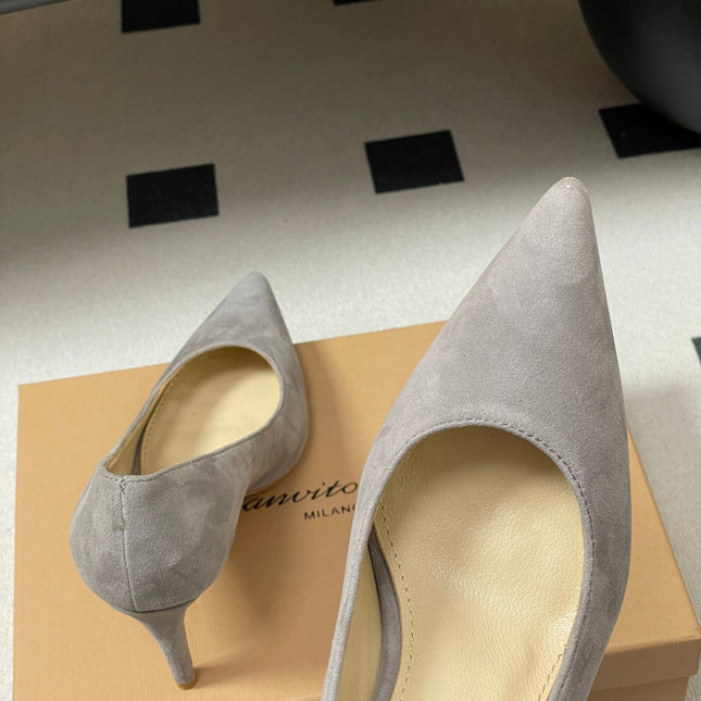 GIANVITO ROSSI 26S HIGH HEELS 85 MM IN GREY SUEDE