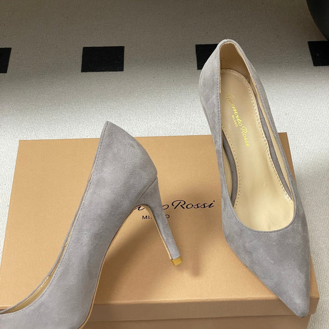 GIANVITO ROSSI 26S HIGH HEELS 85 MM IN GREY SUEDE