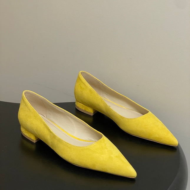 GIANVITO ROSSI 26S FLATS IN YELLOW SUEDE