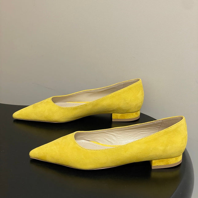GIANVITO ROSSI 26S FLATS IN YELLOW SUEDE